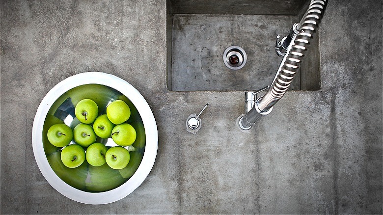 Concrete countertop and sink