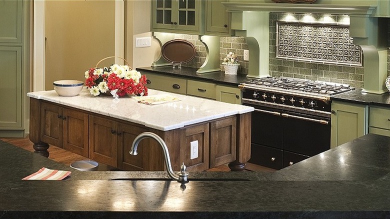 Kitchen with soapstone counters