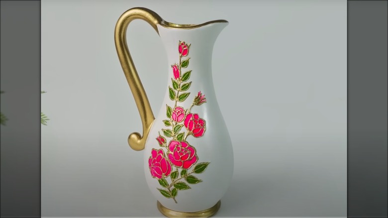 Floral and gold flower vase