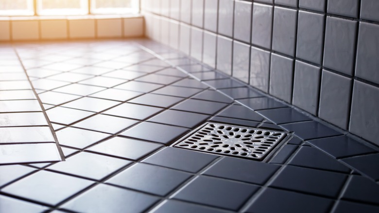 level tiled bathroom