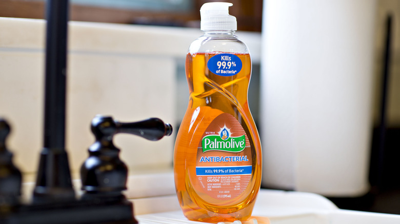 Palmolive dish soap on counter