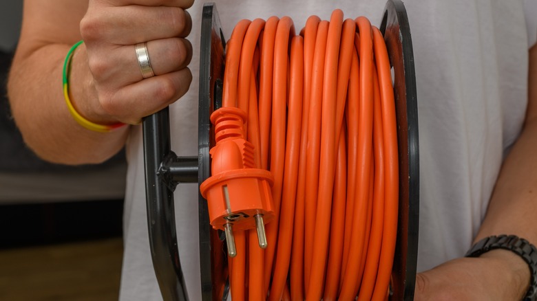 Coiled outdoor extension cord