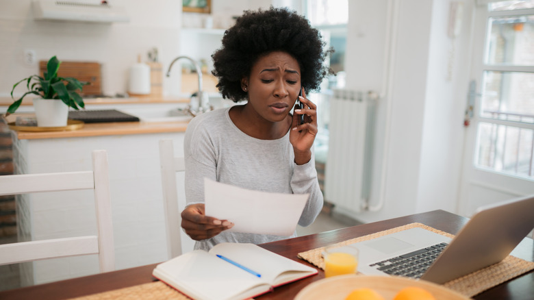 Woman stressing over a quote