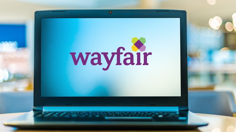 wayfair logo on laptop screen