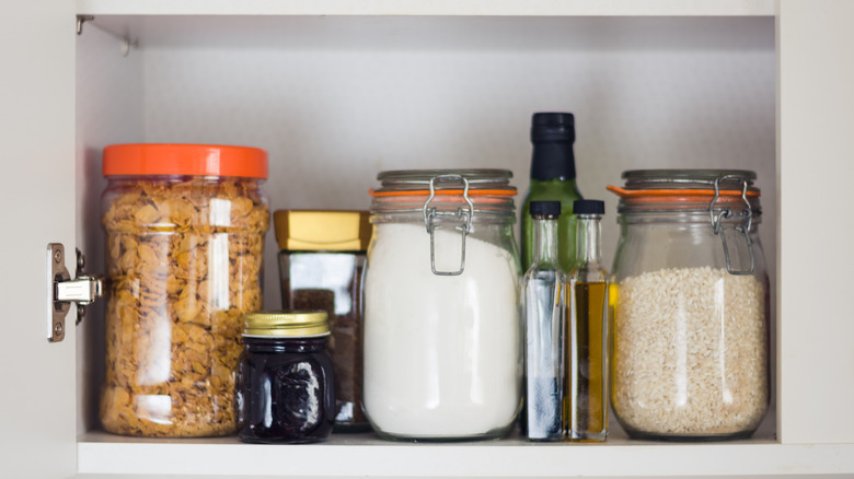 kitchen cabinet filled with ingredients