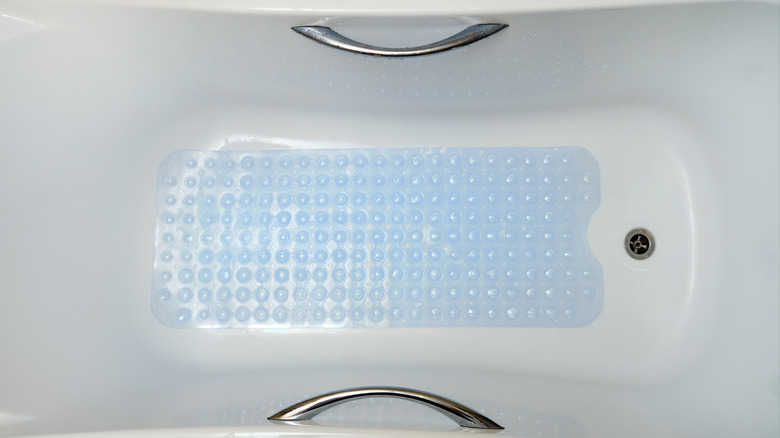 Blue shower mat