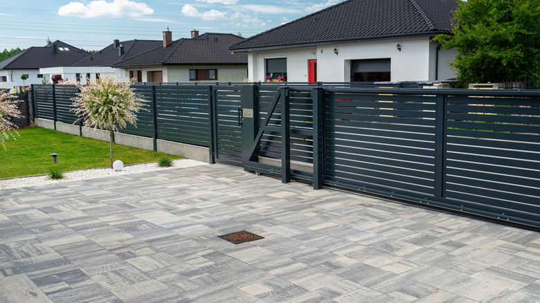 Modern fence in residential area