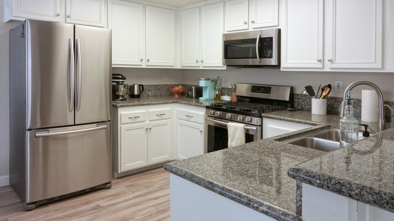 Kitchen with stainless steel appliances