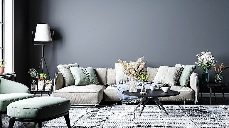 Room with matte gray paint