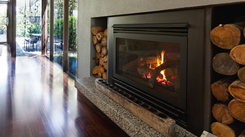 Fireplace with glass door