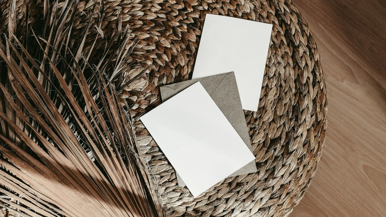 Blank cards on basket