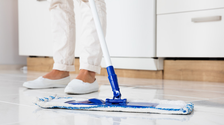 Mopping kitchen