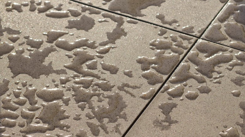 Water on ceramic tiles