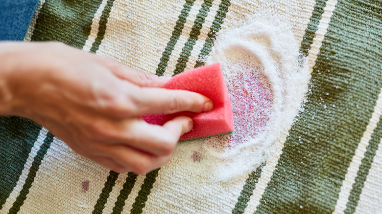 Cleaning red wine stain on carpet