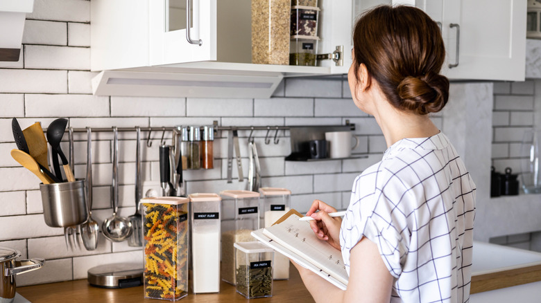 Recipe notes in organized kitchen