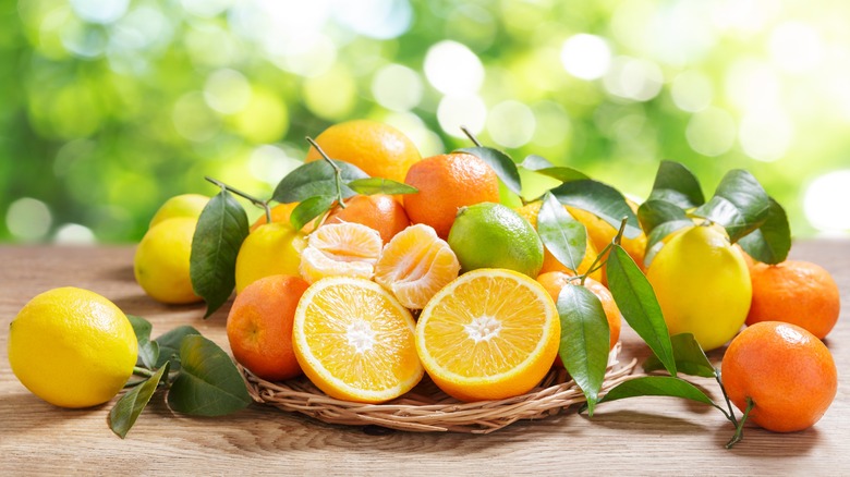 variety of citrus fruits on platter