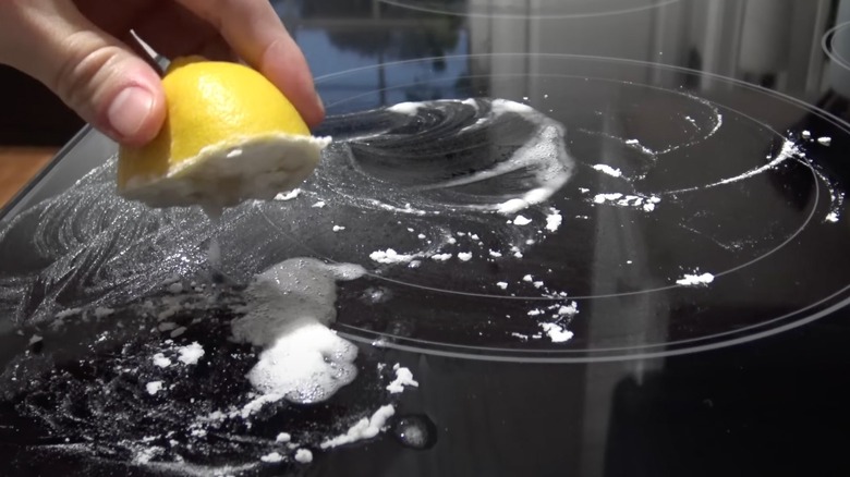 Lemon baking soda glass stovetop