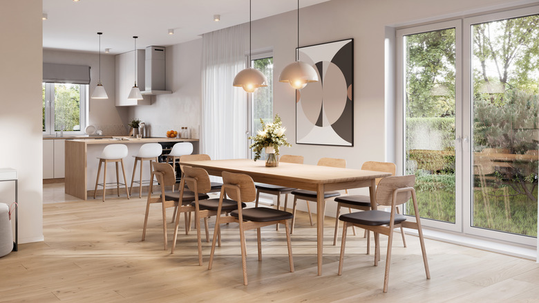 Large dining table in kitchen