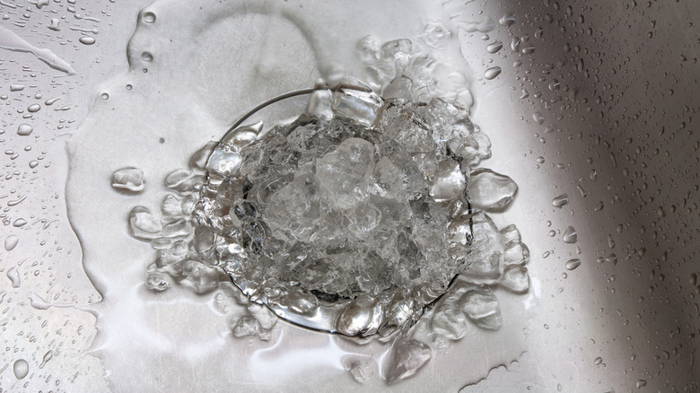 ice in sink