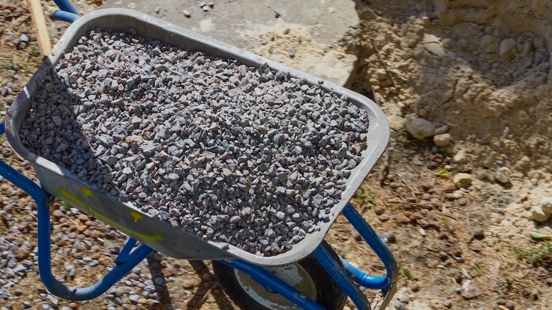 wheelbarrow of gravel