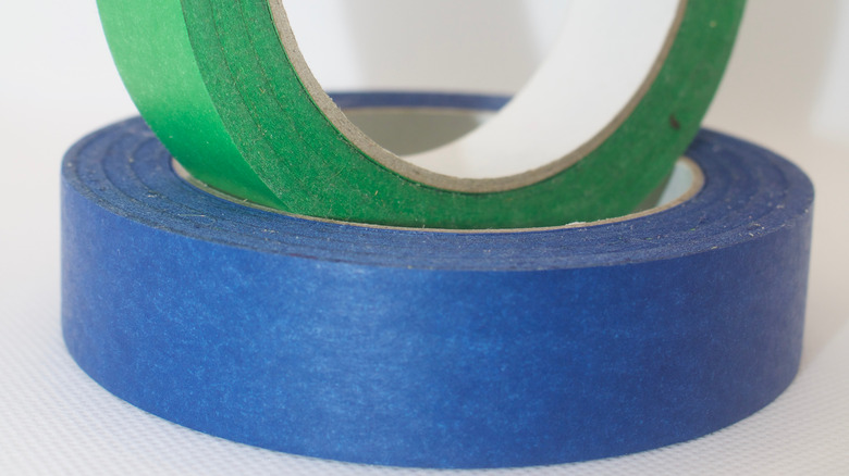 Green roll and blue tape roll