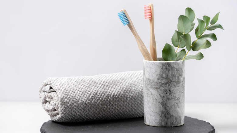 Gray toothbrush holder