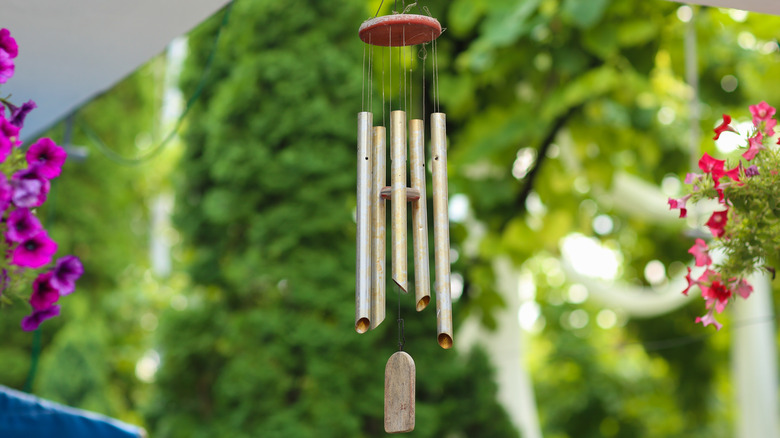 wind chimes hanging outside