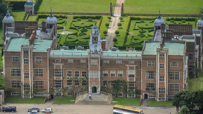 An aerial view of Hatfield House