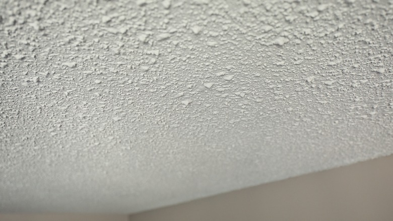 Close-up view of popcorn ceiling