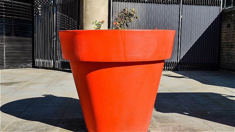 Oversized red flower pot