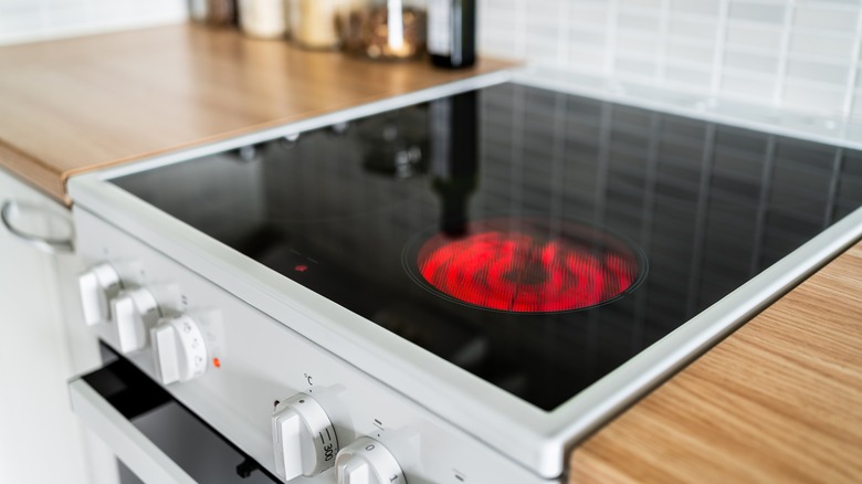 electric stovetop glowing