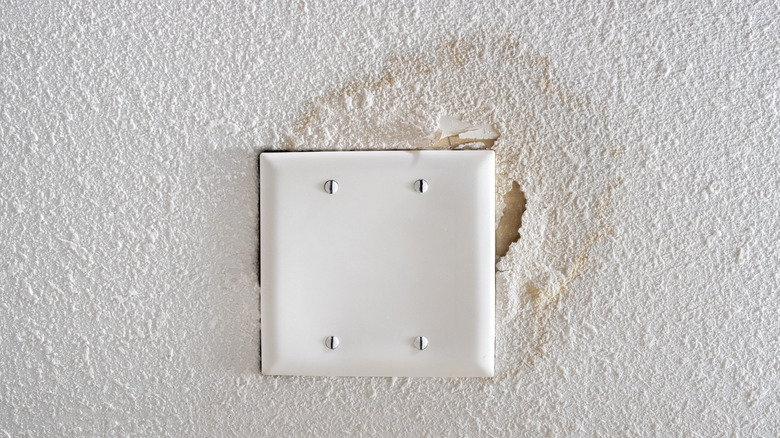 Water damage on popcorn ceiling