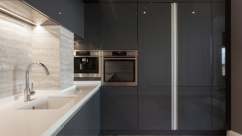 built-in gray fridge 