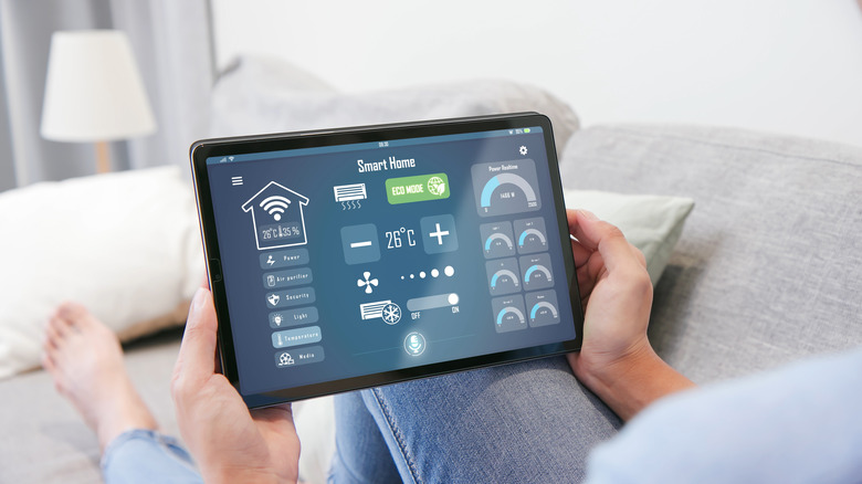 tablet with smart home app open