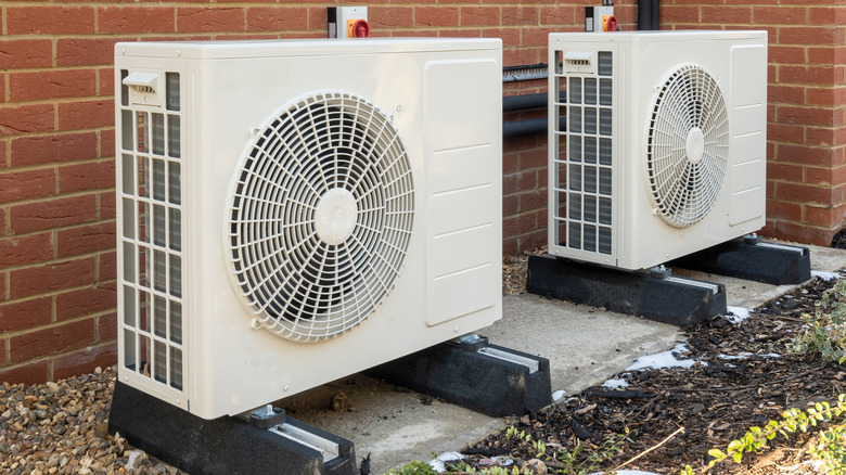 heat pumps on outside of house