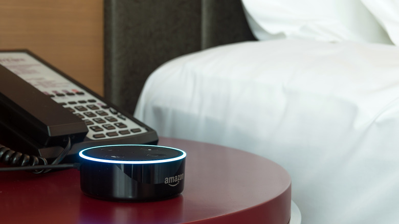 alexa on bedside table