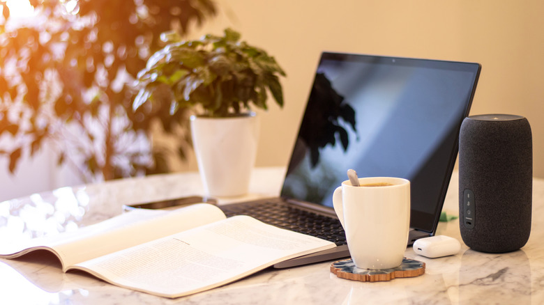 alexa and laptop with notes