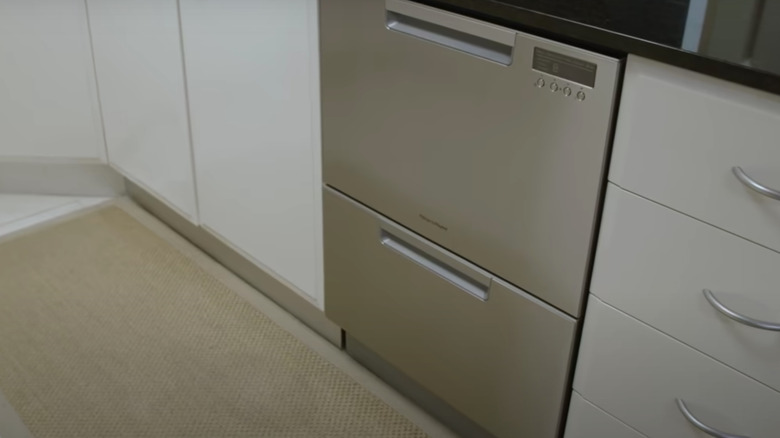 two steel dishwasher drawers