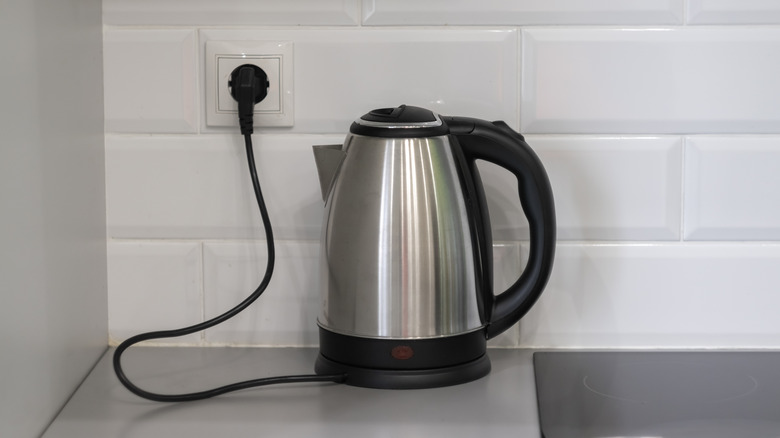 electric kettle plugged in