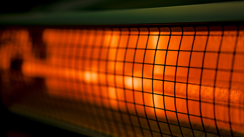 Close-up of a halogen space heater