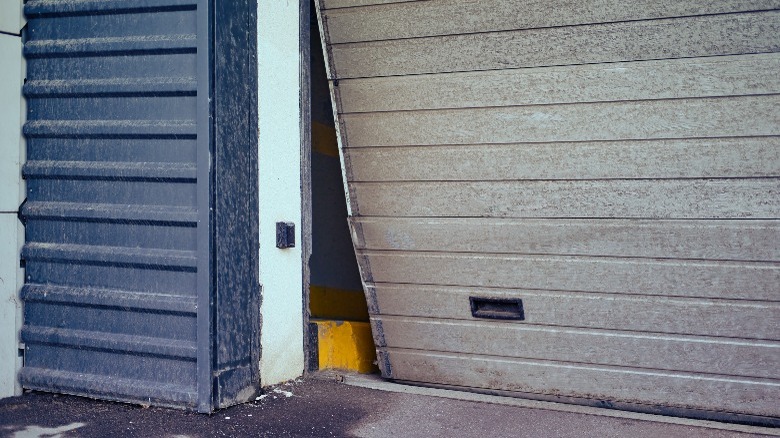 Structural damage to garage door 