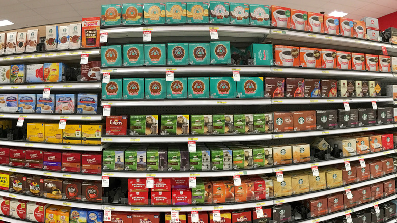 k-cups on grocery store shelves