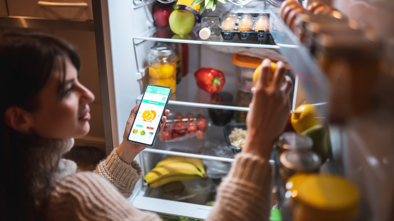 Woman logs smart fridge contents