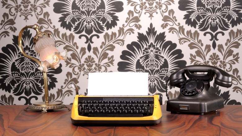 Electric typewriter and antique phone