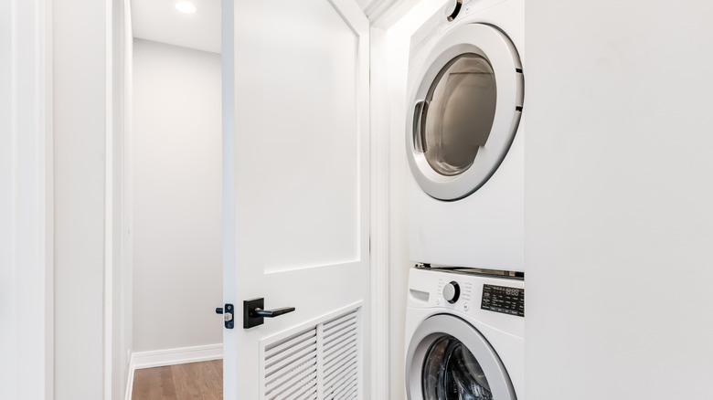 Stackable washer and dryer in closet