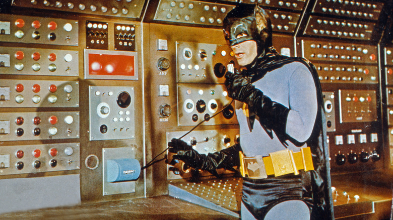 Adam West Batman in Batcave