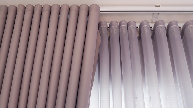 new beige window curtains