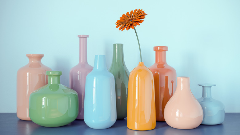 A display of colorful vases with a smooth finish