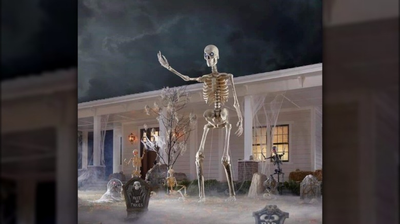 Giant skeleton displayed in yard