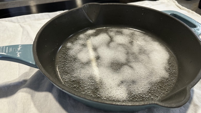 Fizzing bubbles in pan 